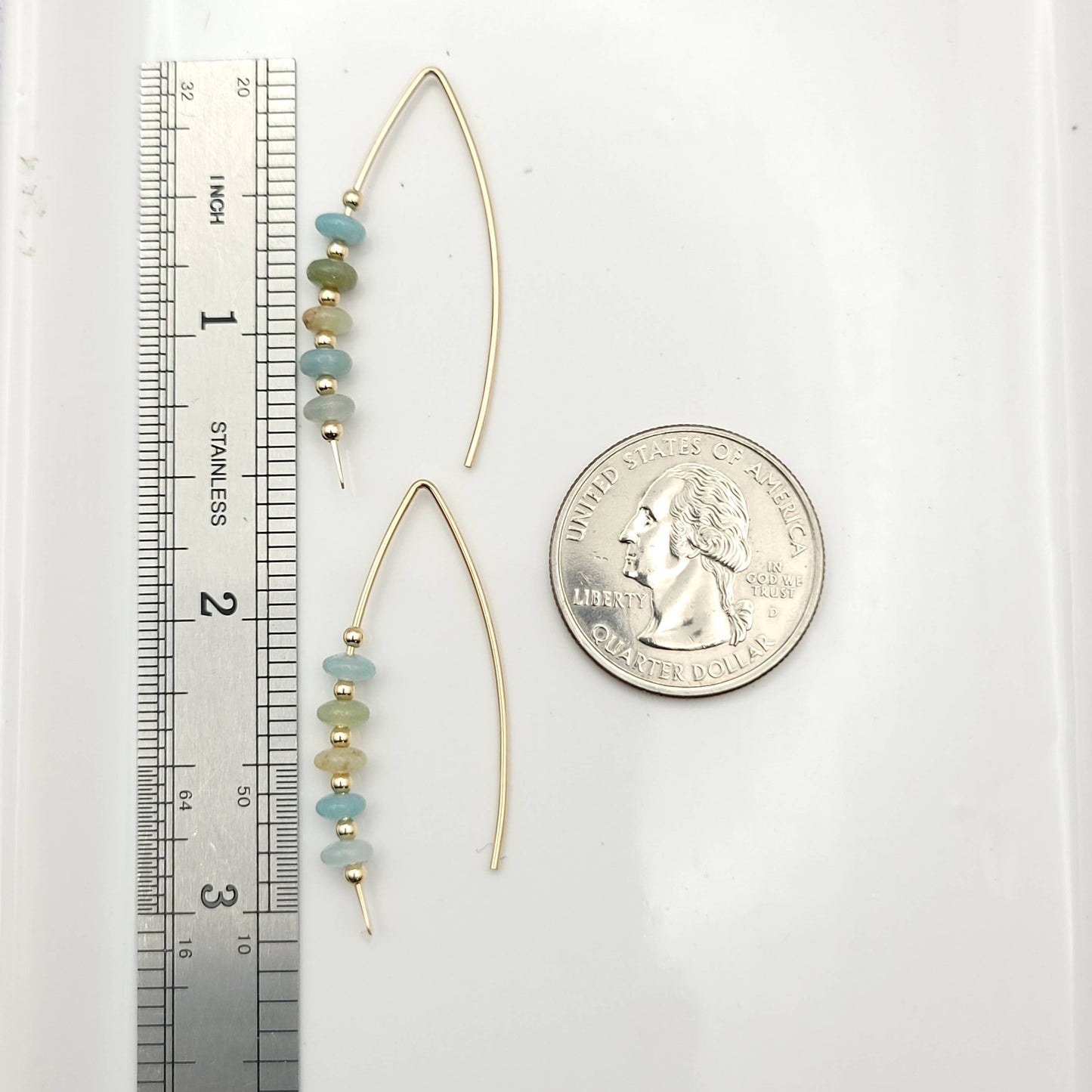 Amazonite & Gold Threader Earrings