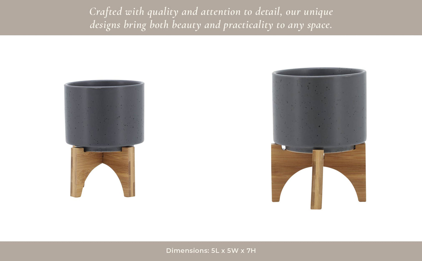 Matte Grey Ceramic Plant Stand