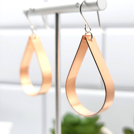 Copper Teardrop Hoop Earrings
