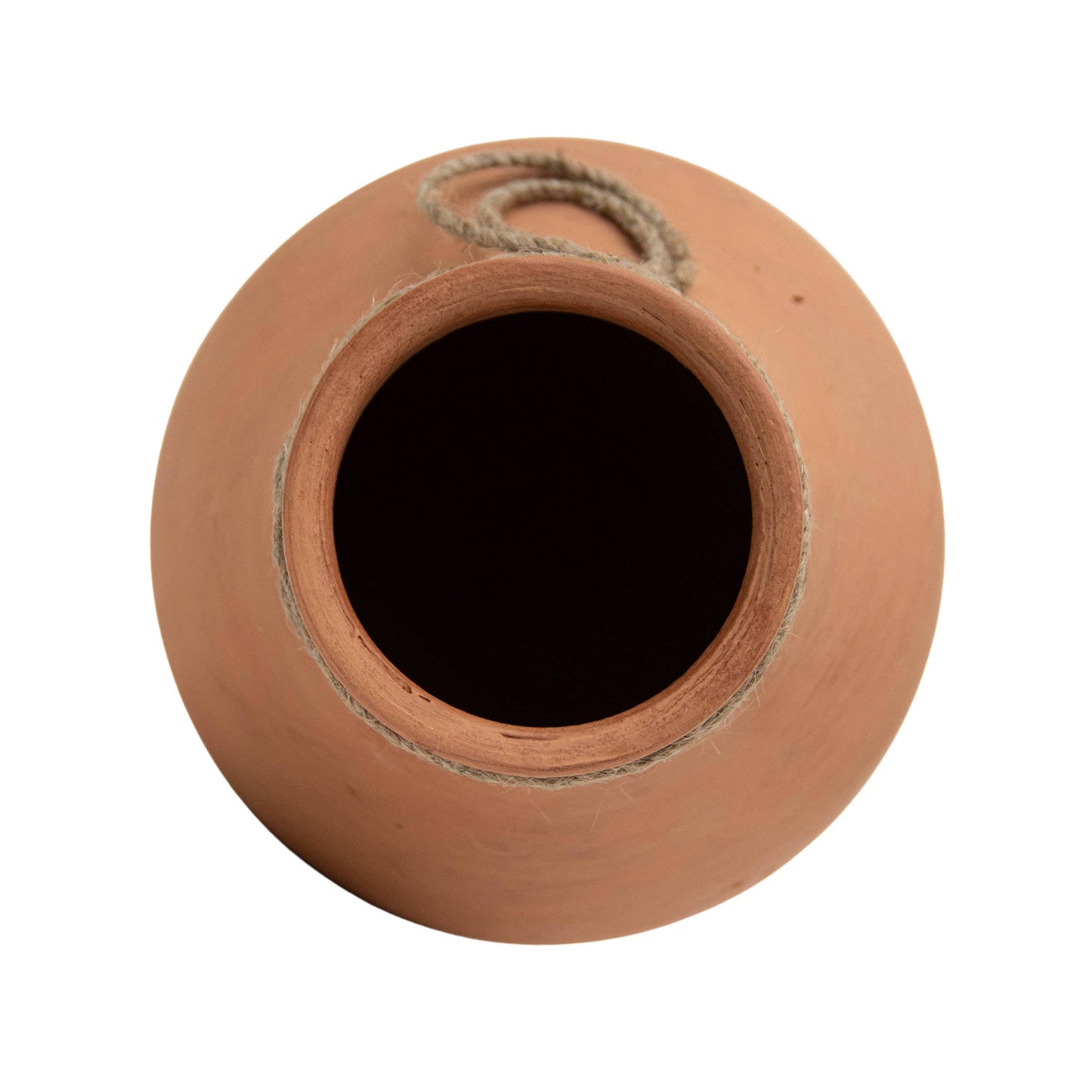 Terracotta Decorative Vase with Jute Neck Detail