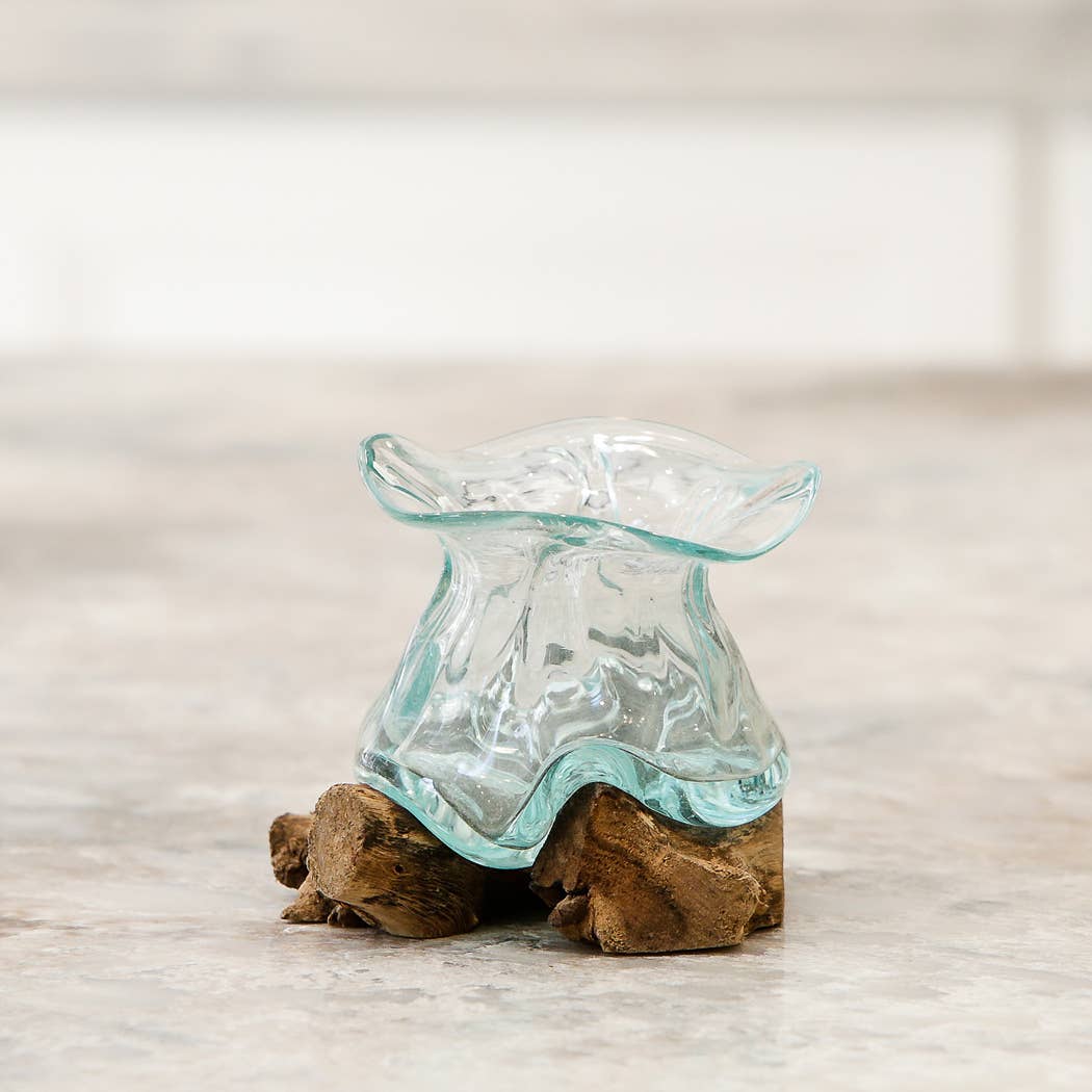 Blown Glass on Chinaberry Wood