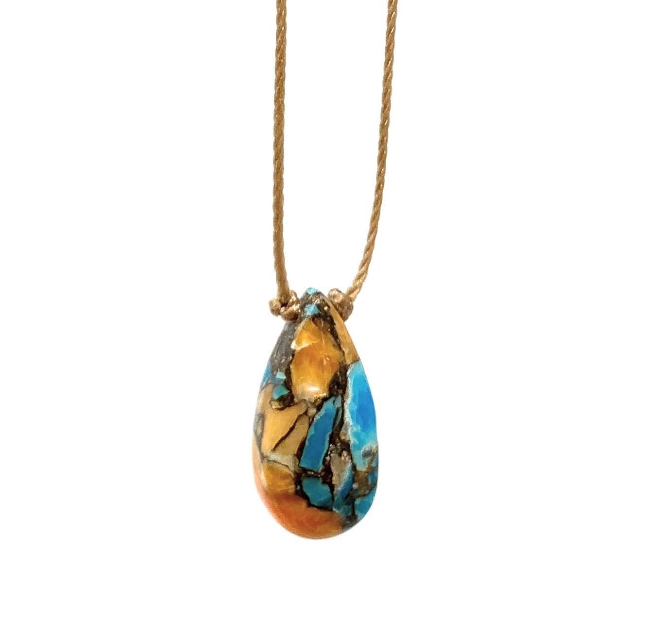 Copper Oyster Turquoise 16" Teardrop Necklace