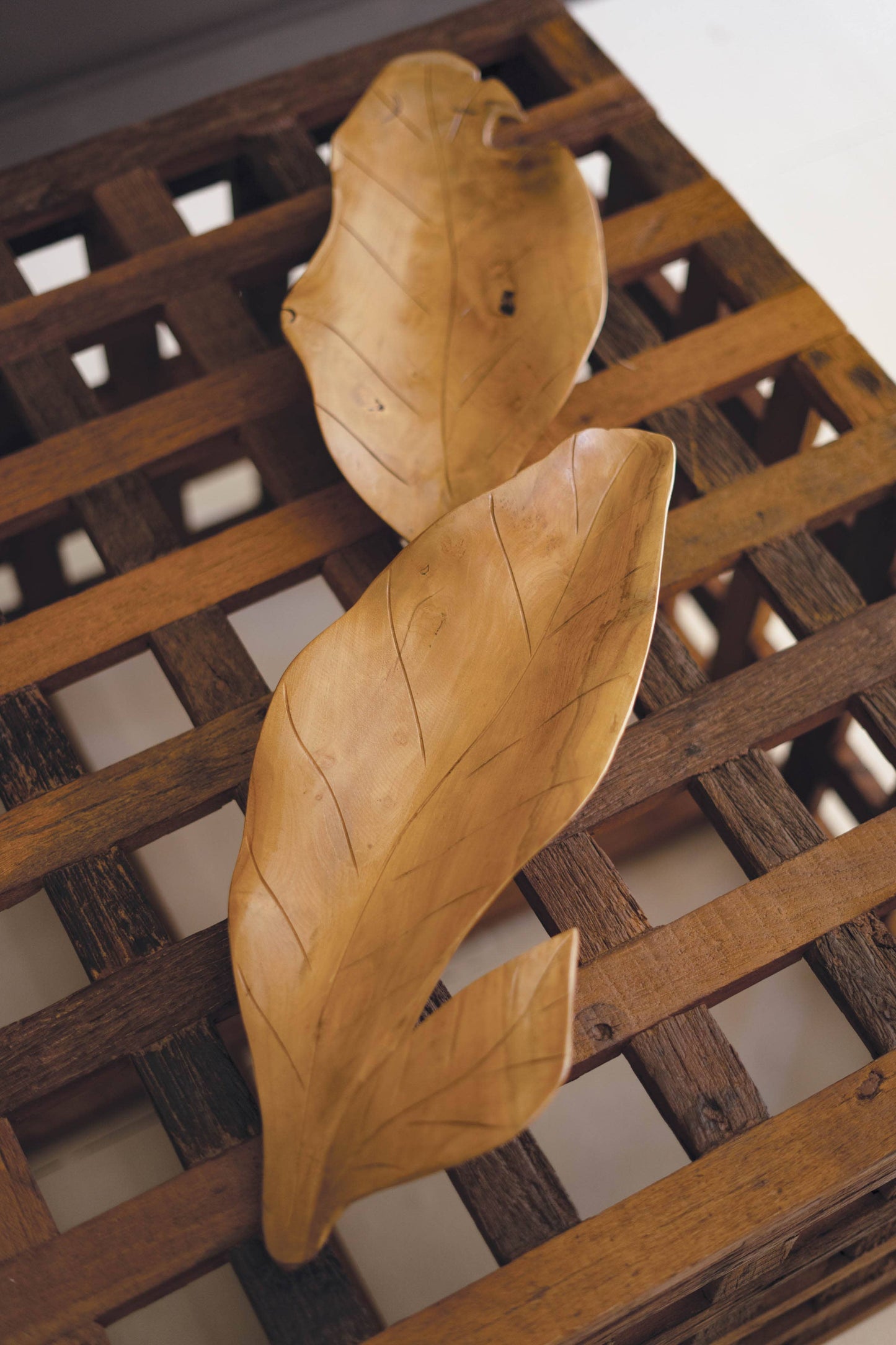 Hand Carved Teakwood Leaf Bowl
