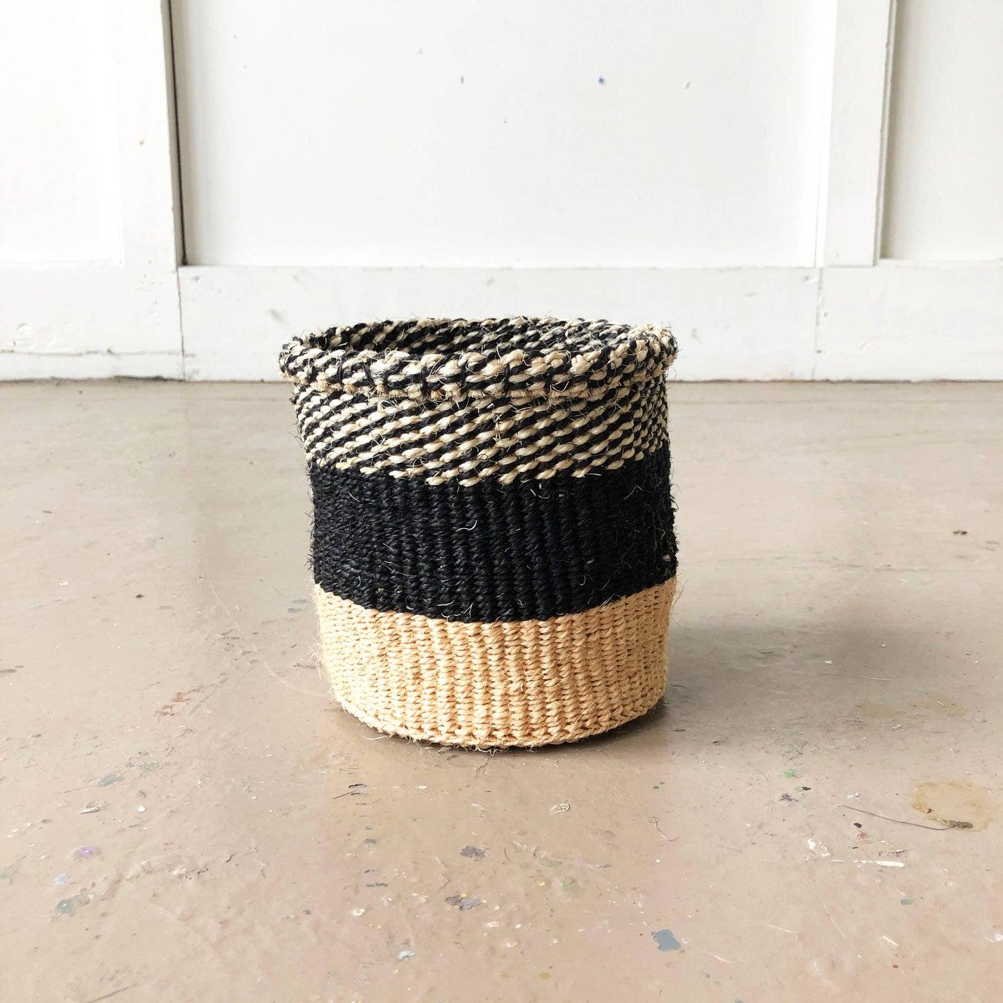 Striped Neutral Storage Plant Basket