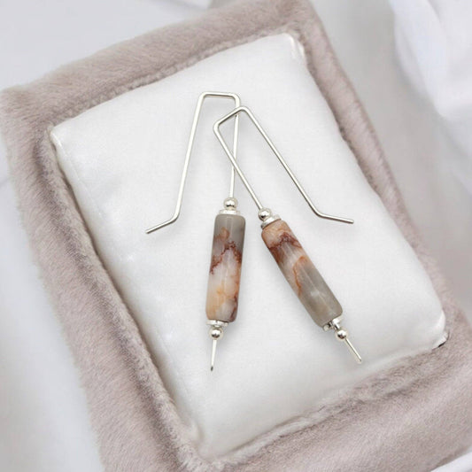 Sterling Silver & Jasper Threader Earrings