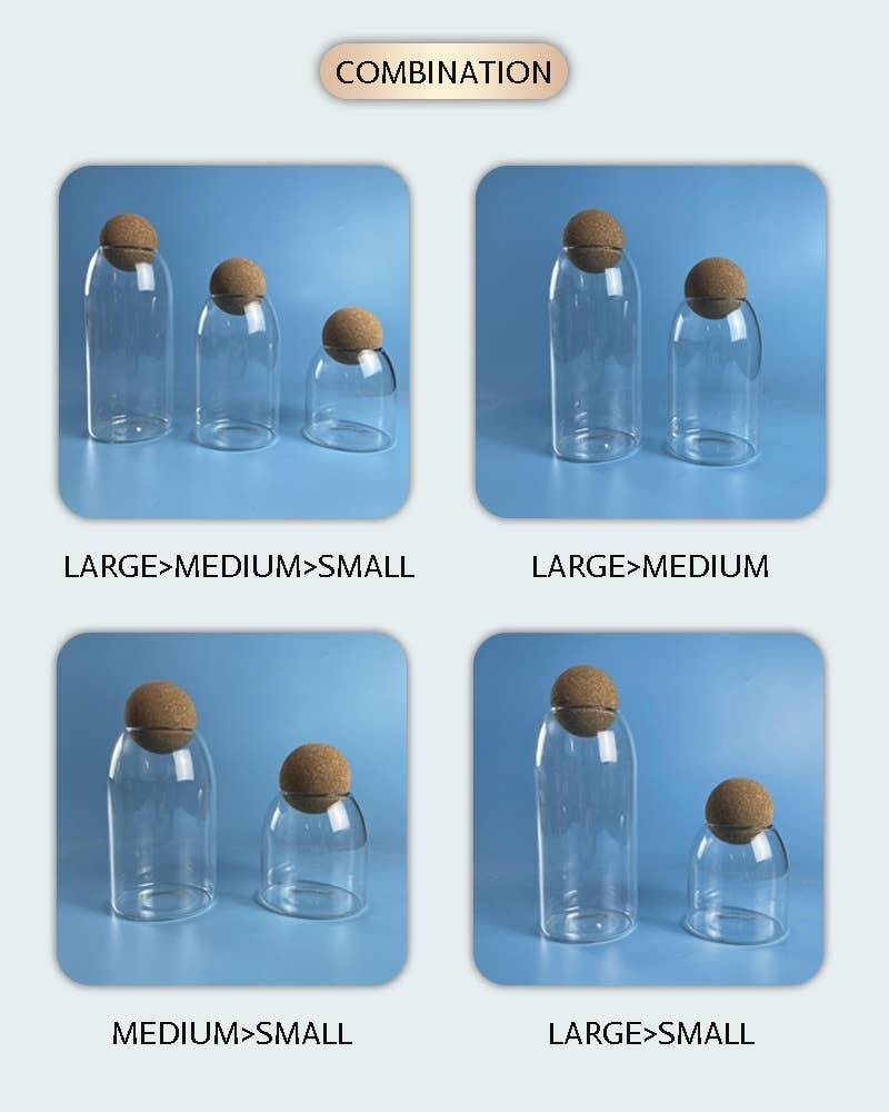 Cork Top Storage Jars Set of 3