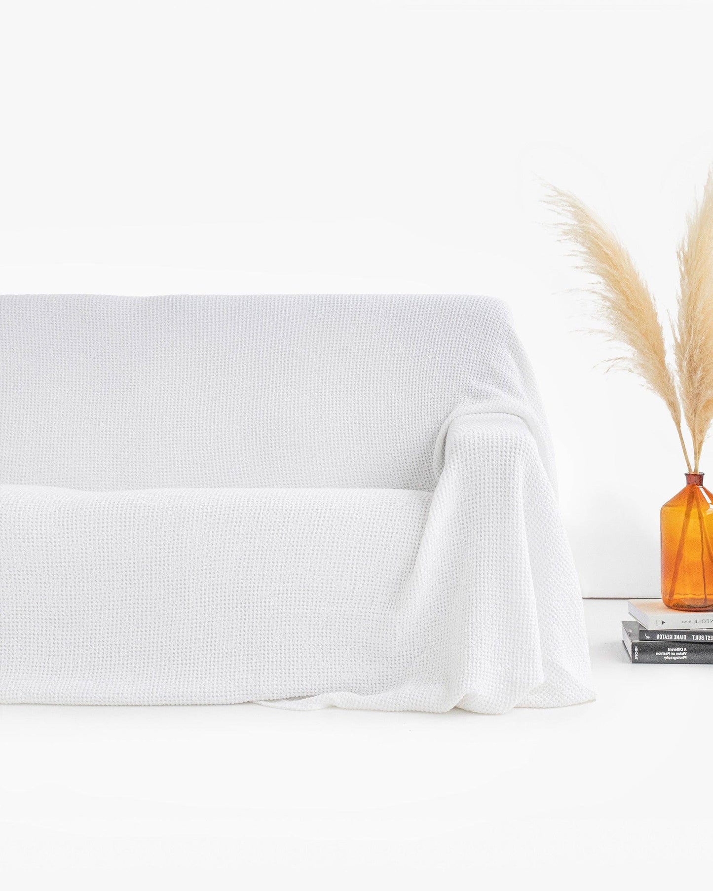 White Waffle Linen Throw
