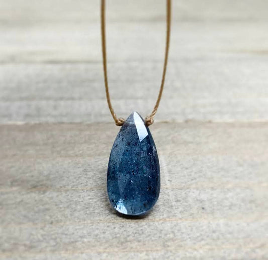 Teal Moss Kyanite Teardrop 16" Necklace
