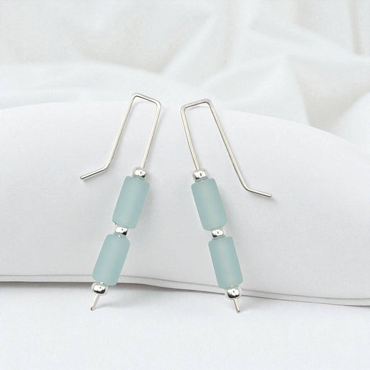 Sterling Silver & Sea Glass Threader Earrings