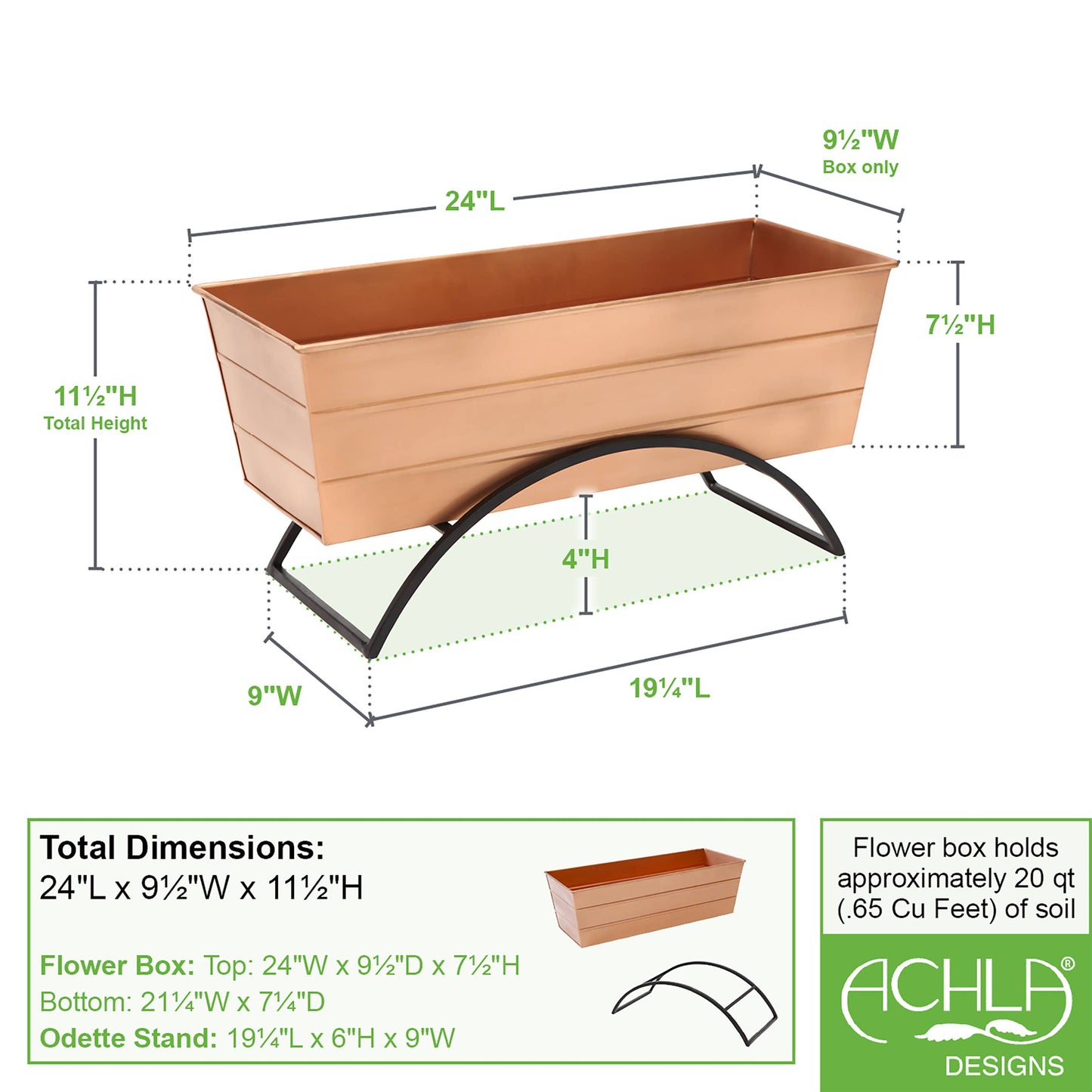 Odette Copper Flower Box Stand