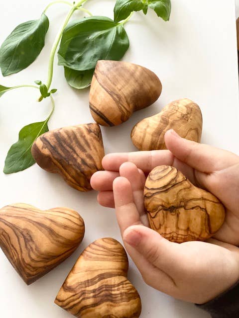 Olive Wood Mini Hearts