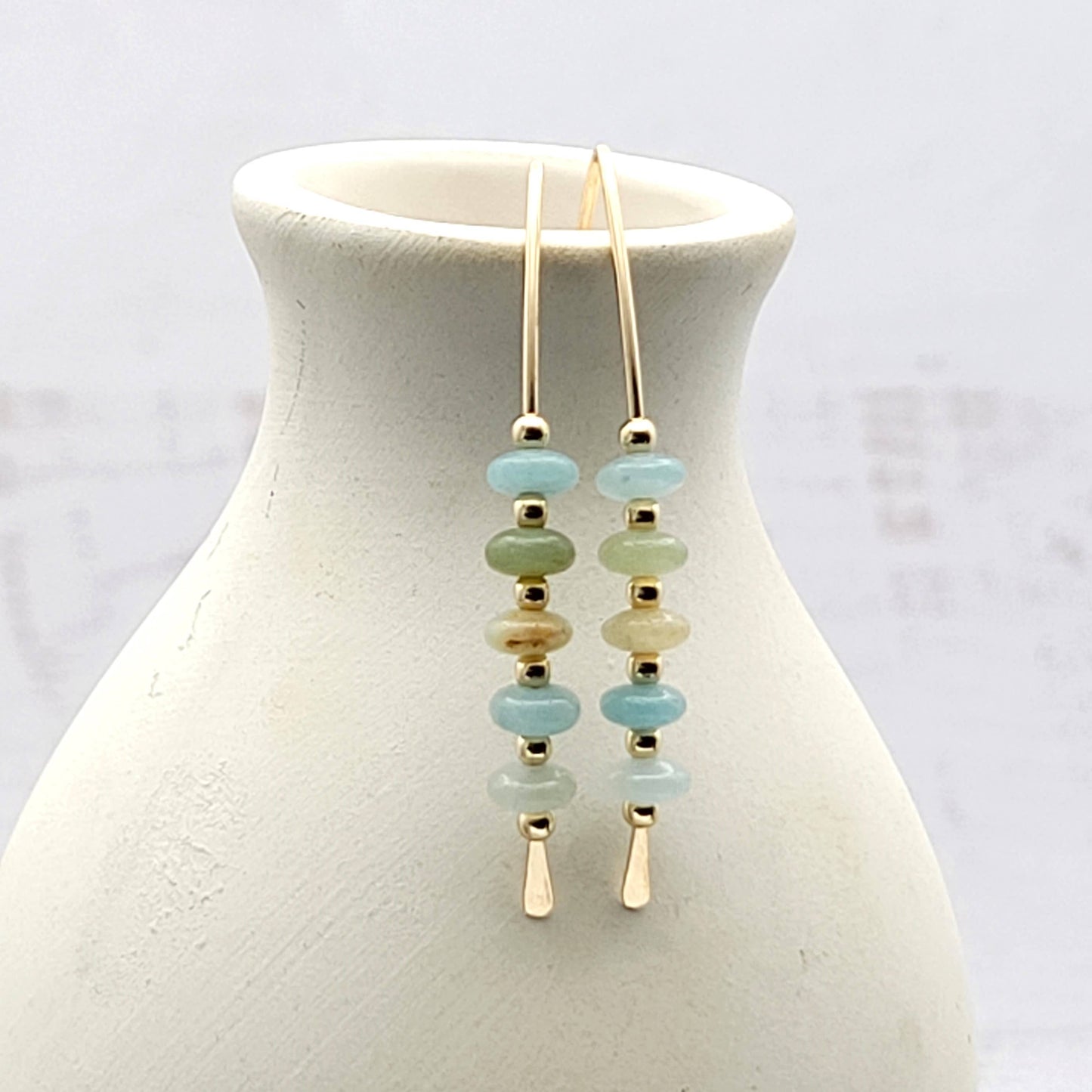 Amazonite & Gold Threader Earrings