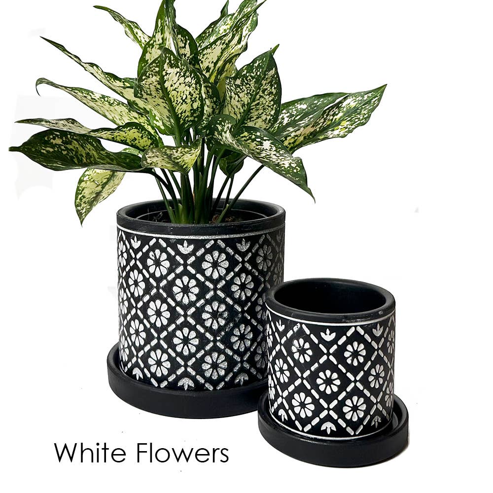 Grey Paisley Boho Planter