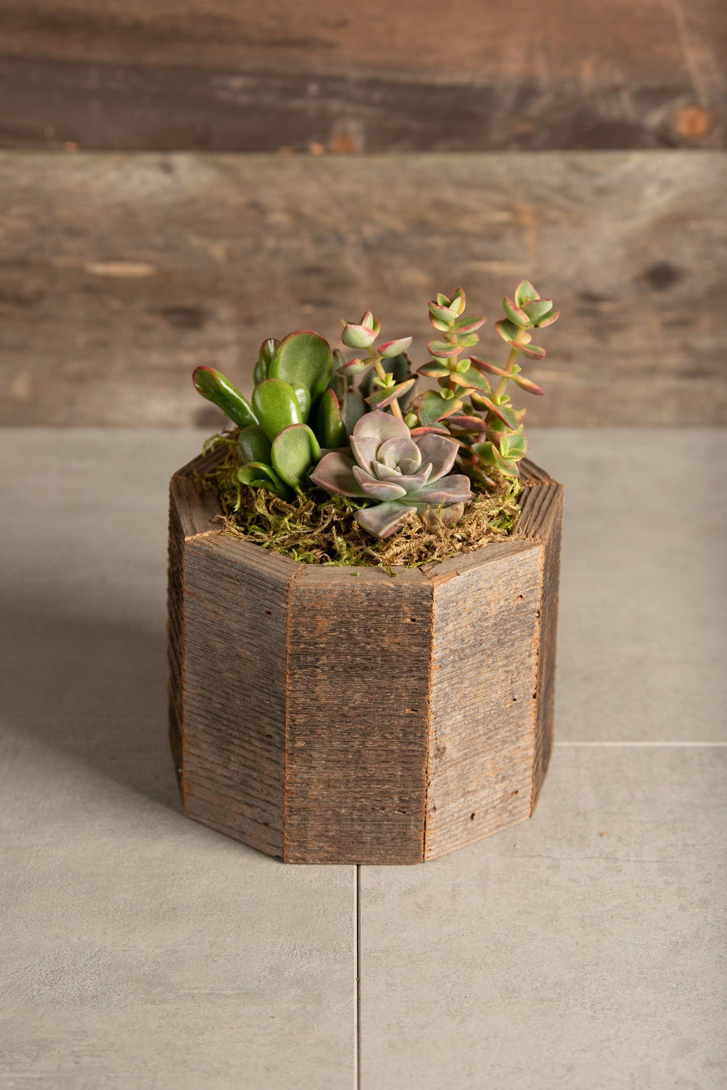 Geometric Reclaimed Wood Planter