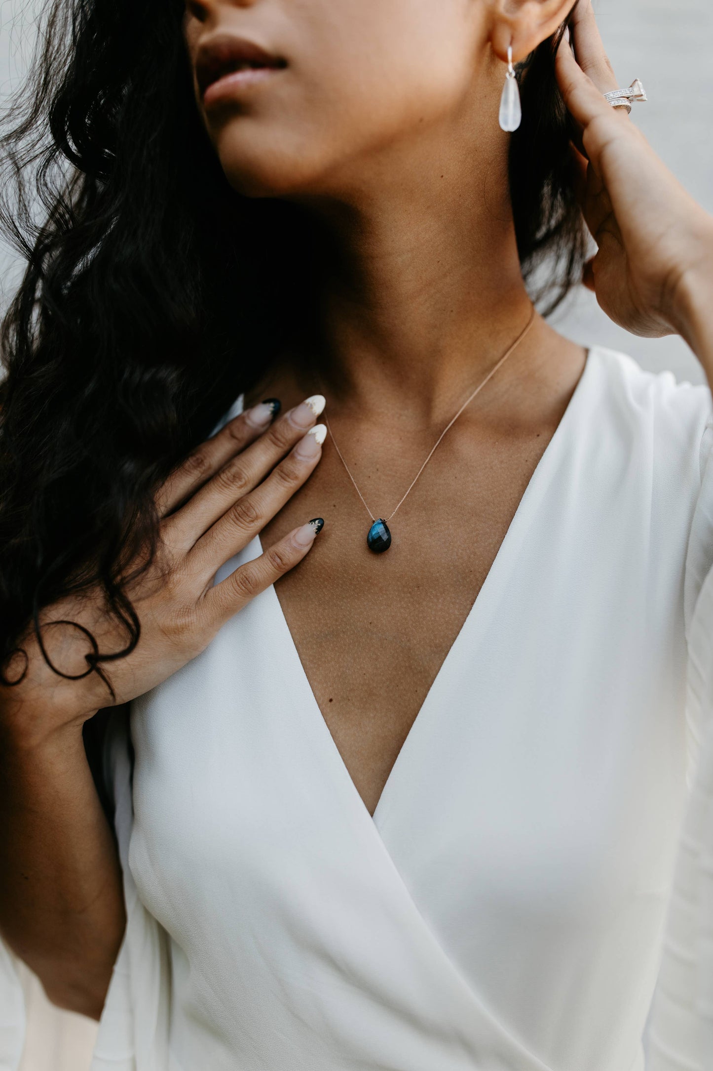 Labradorite Faceted Teardrop Necklace