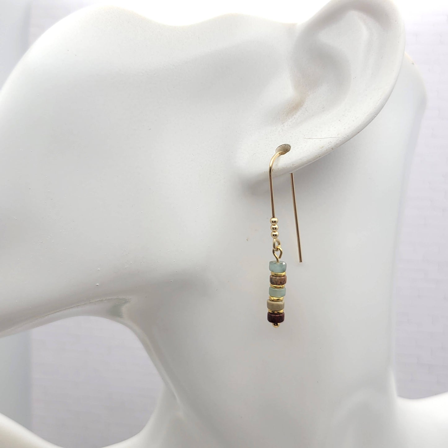 14K Gold Bead Dangle Earrings