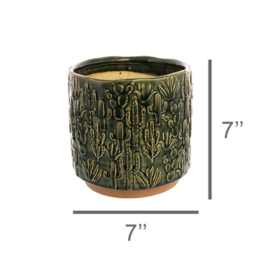 Cactus Motif Ceramic Cachepot