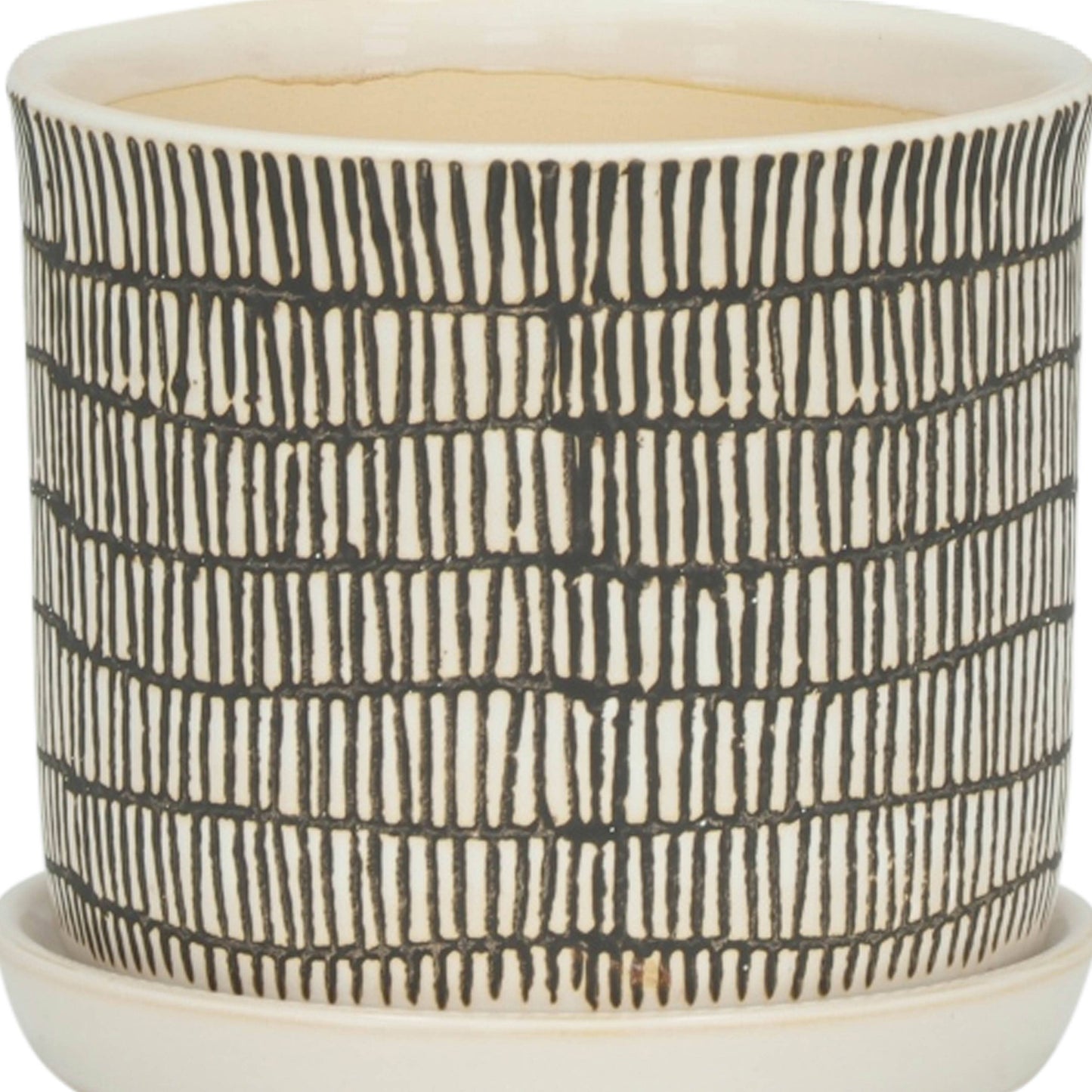 Ceramic Line Pot & Saucer
