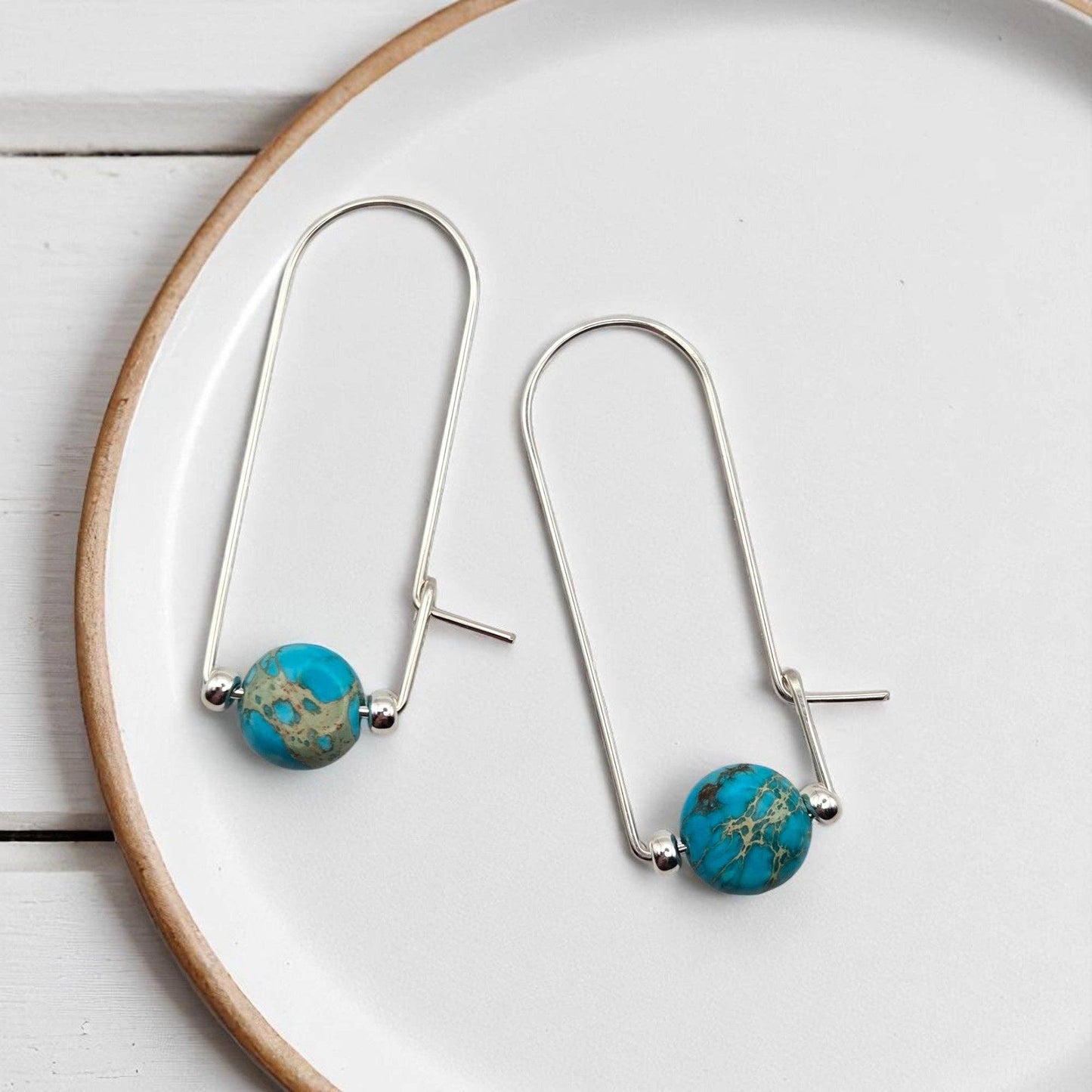 Sterling Silver & Turquoise Arc Earrings
