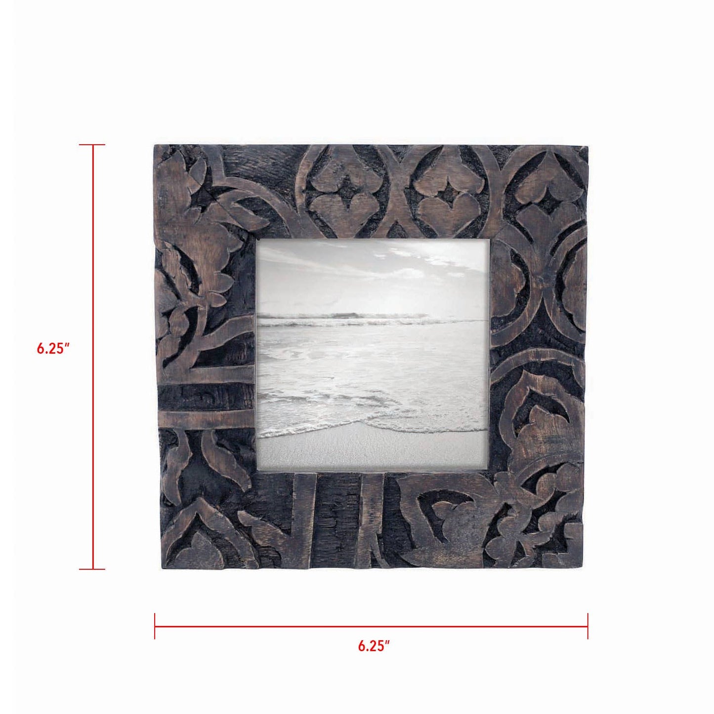 Hand Carved Dark Wood Frame