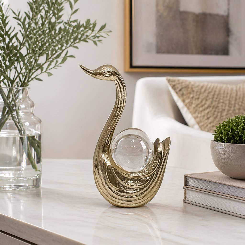 Gold Metal Swan Decor