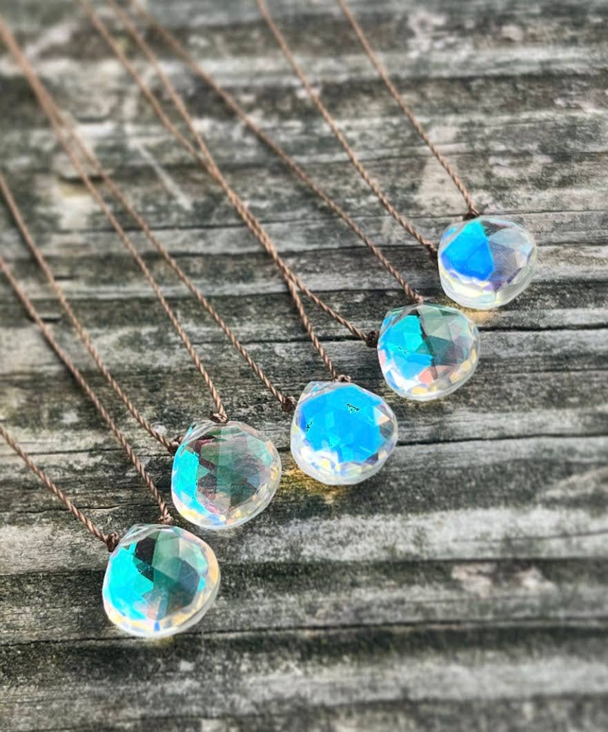 Hydroquartz Rainbow Teardrop 16" Necklace