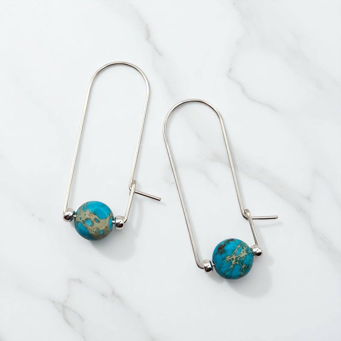 Sterling Silver & Turquoise Arc Earrings