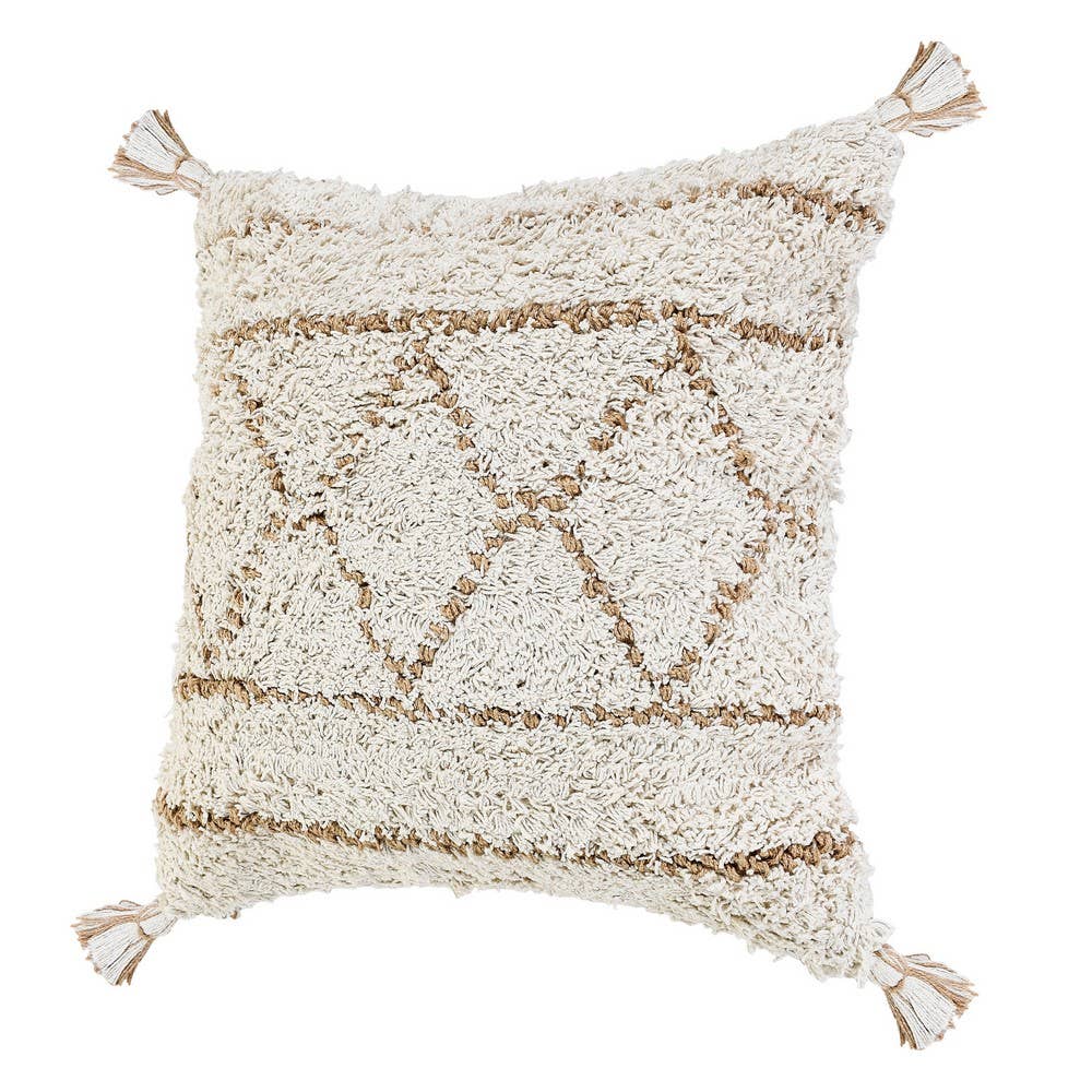 Diamond Jute & Cotton Throw Pillow