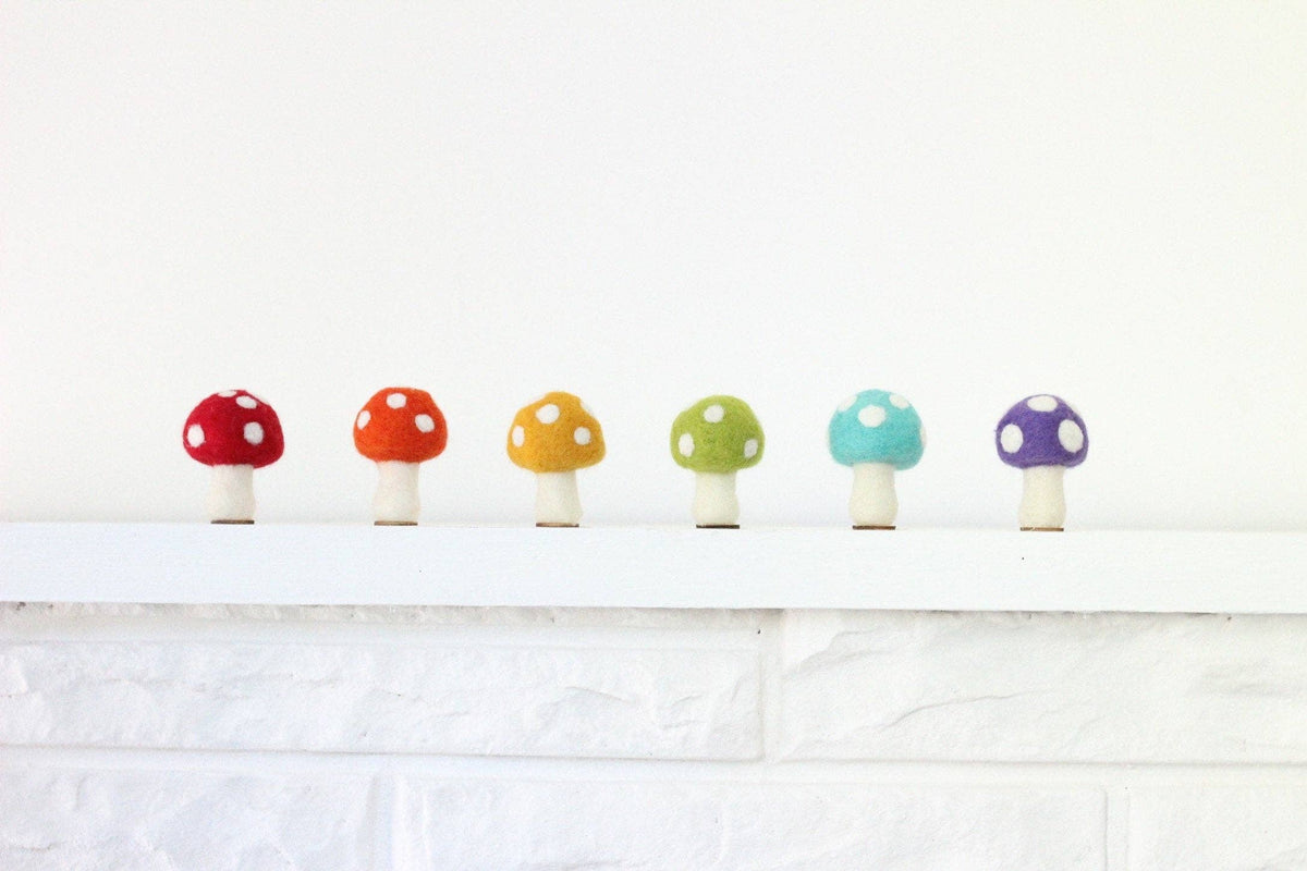 Rainbow Felt Mushrooms