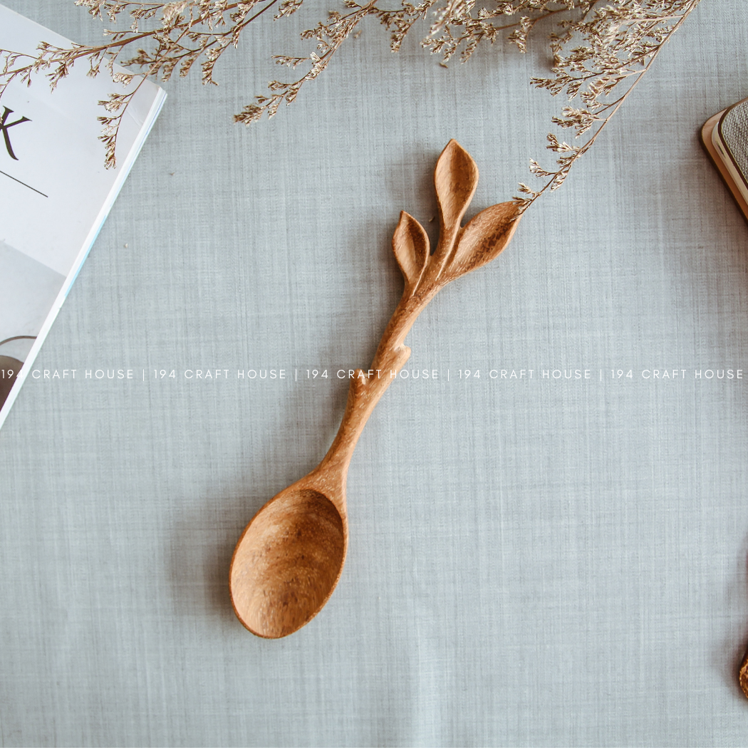 Artisan Leaf Handle Wooden Spoon