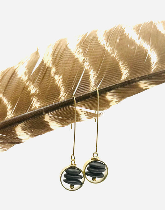 Brass & Stone Threader Earrings