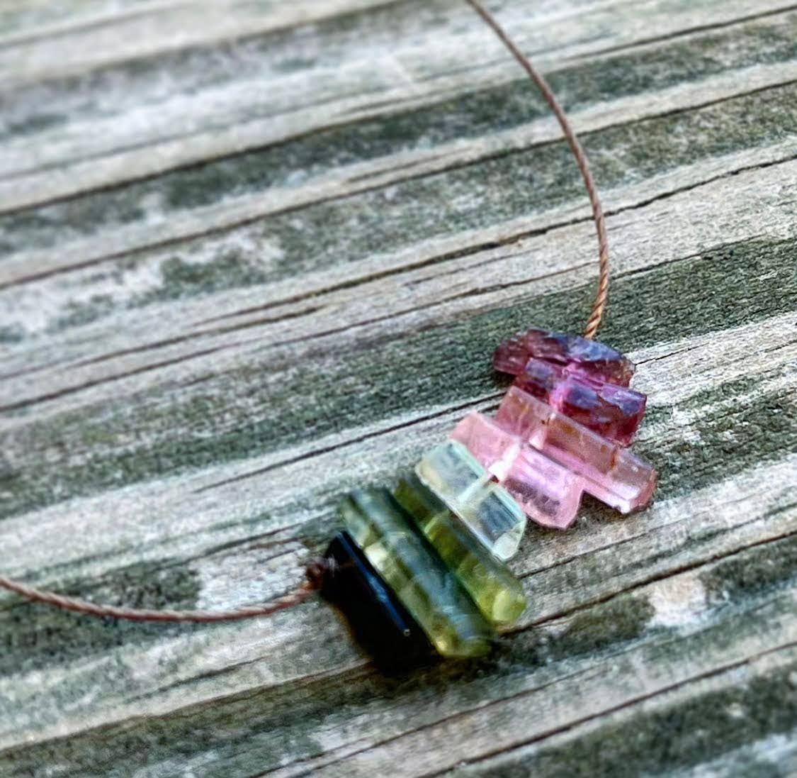 Multi Tourmaline Bar 18"  Necklace