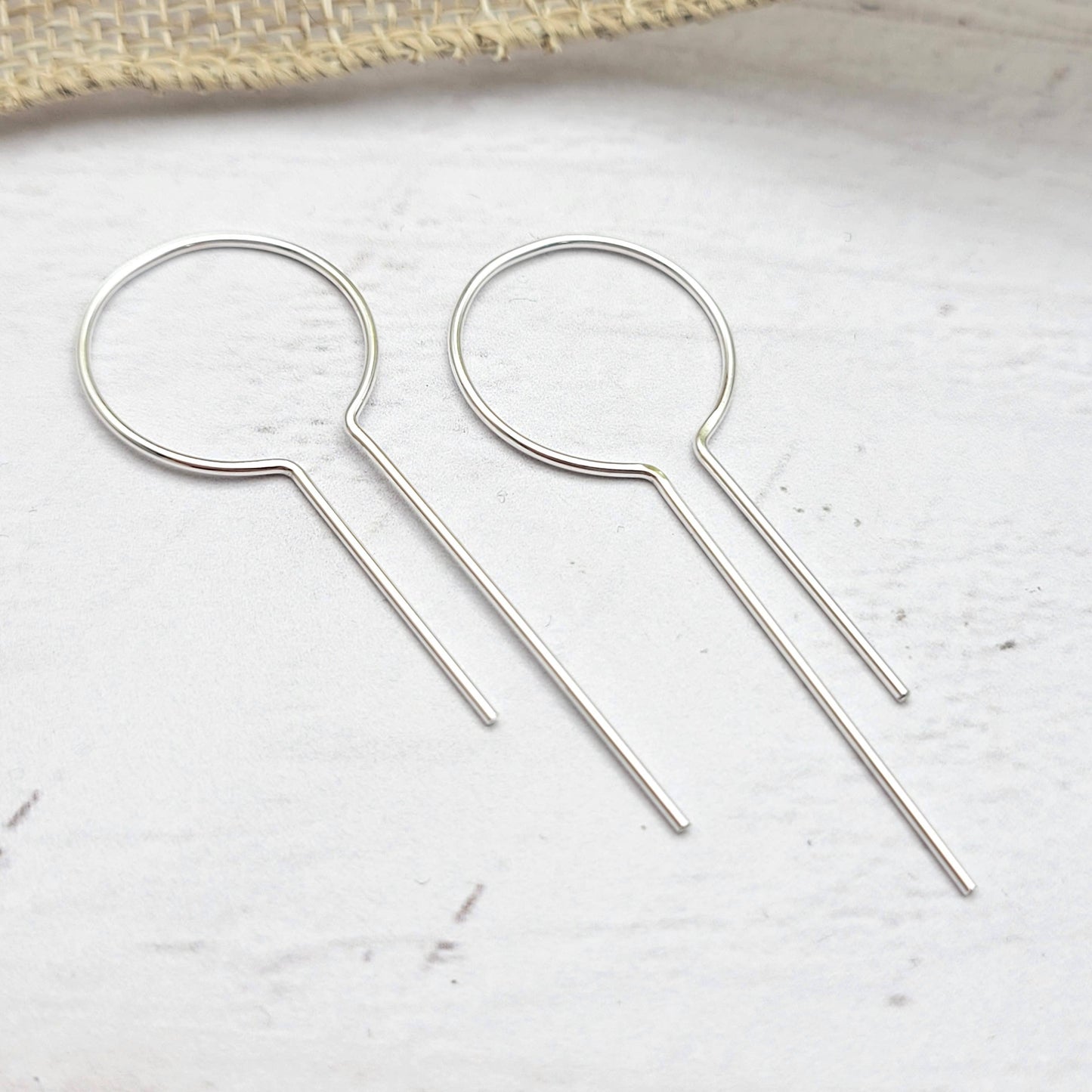 Sterling Silver Keyhole Threader Earrings