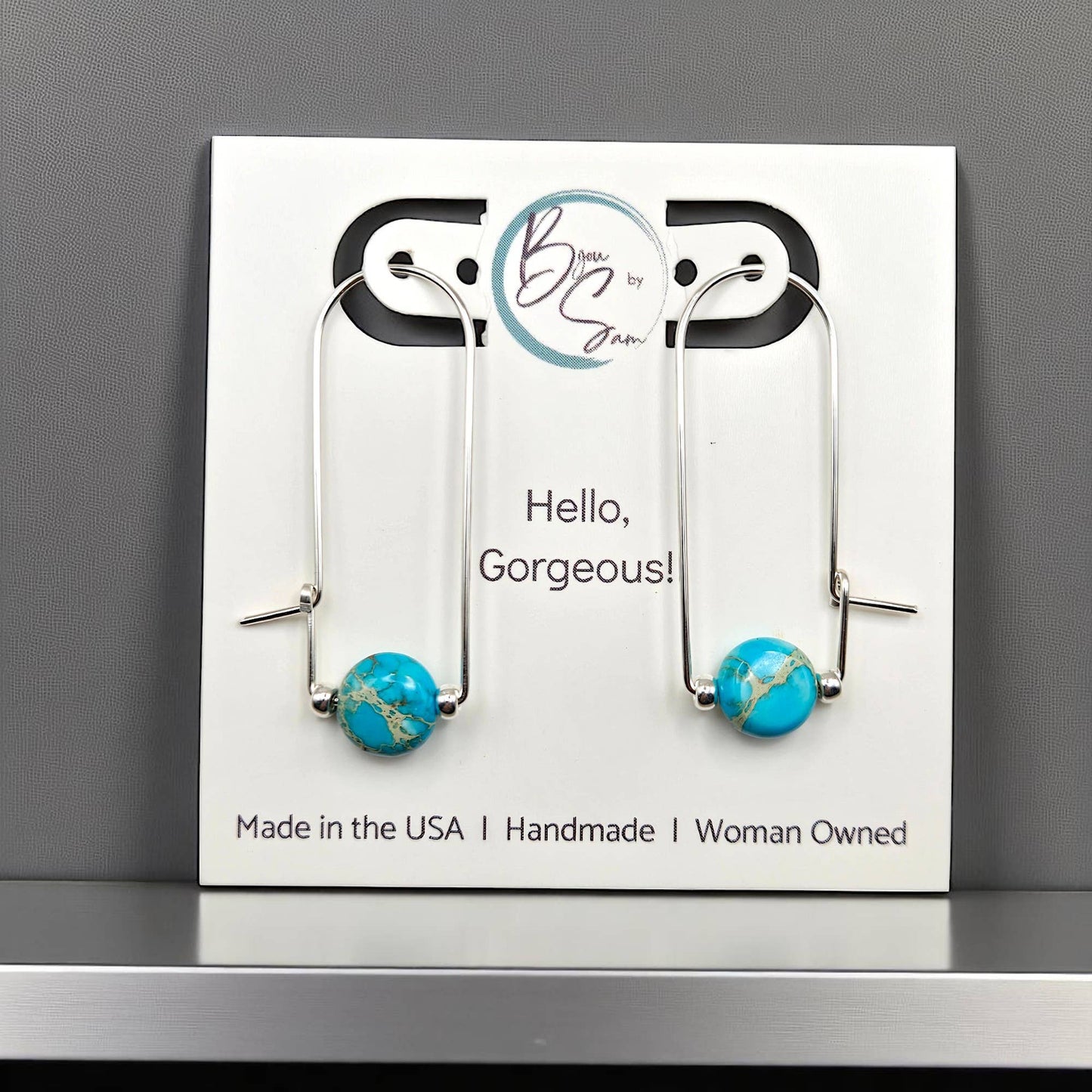 Sterling Silver & Turquoise Arc Earrings