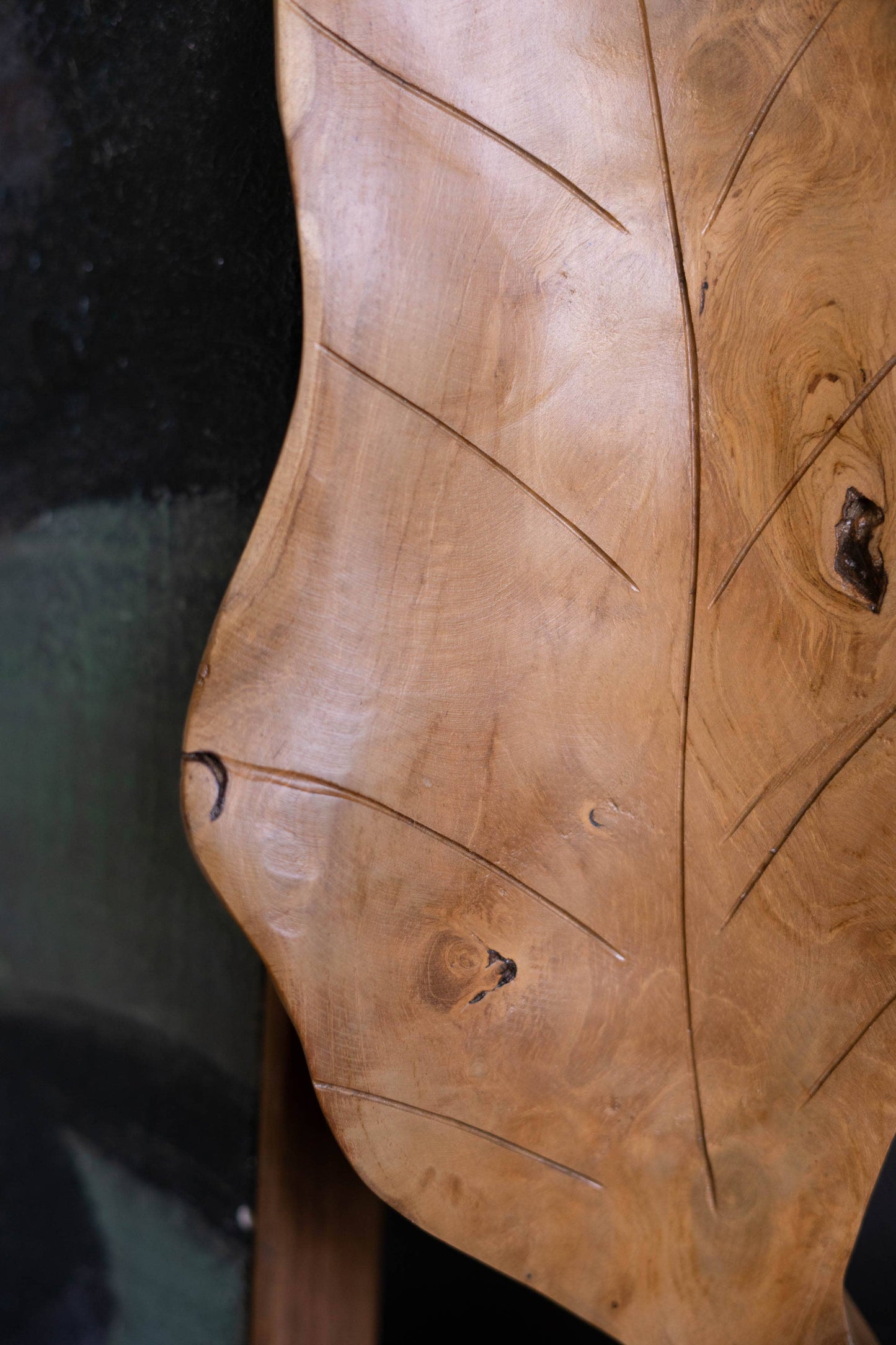 Hand Carved Teakwood Leaf Bowl