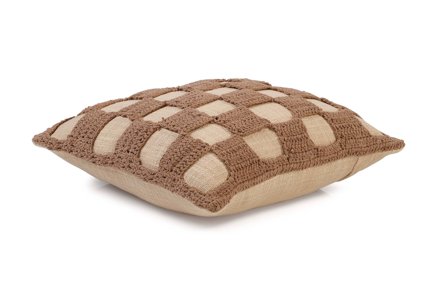 Checkered Crochet Throw Pillow