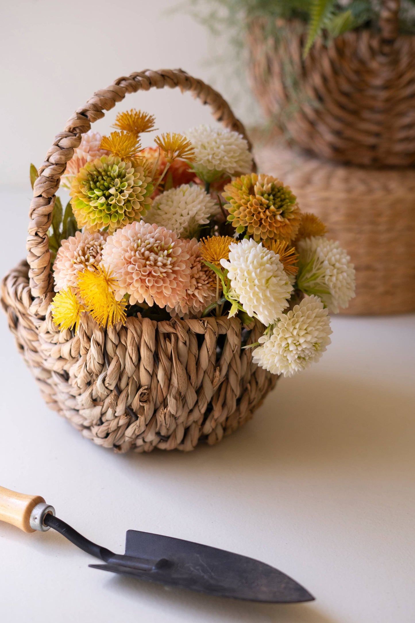 Woven Seagrass & Metal Basket