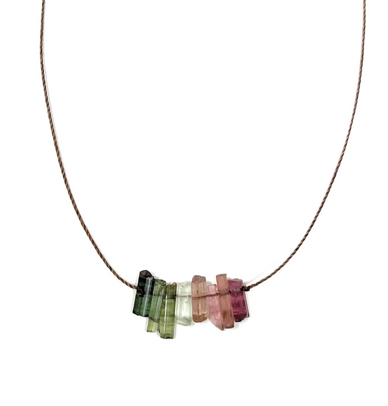 Multi Tourmaline Bar 18"  Necklace