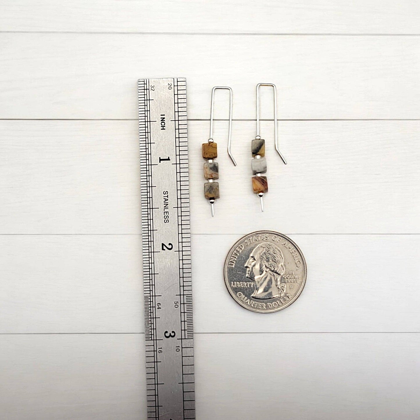 Sterling Silver Lace Agate Thread Earrings