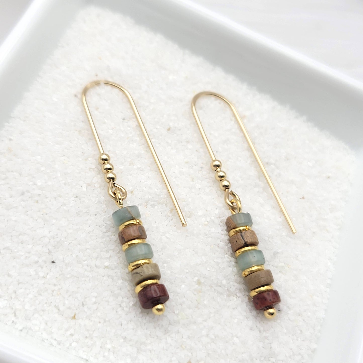 14K Gold Bead Dangle Earrings