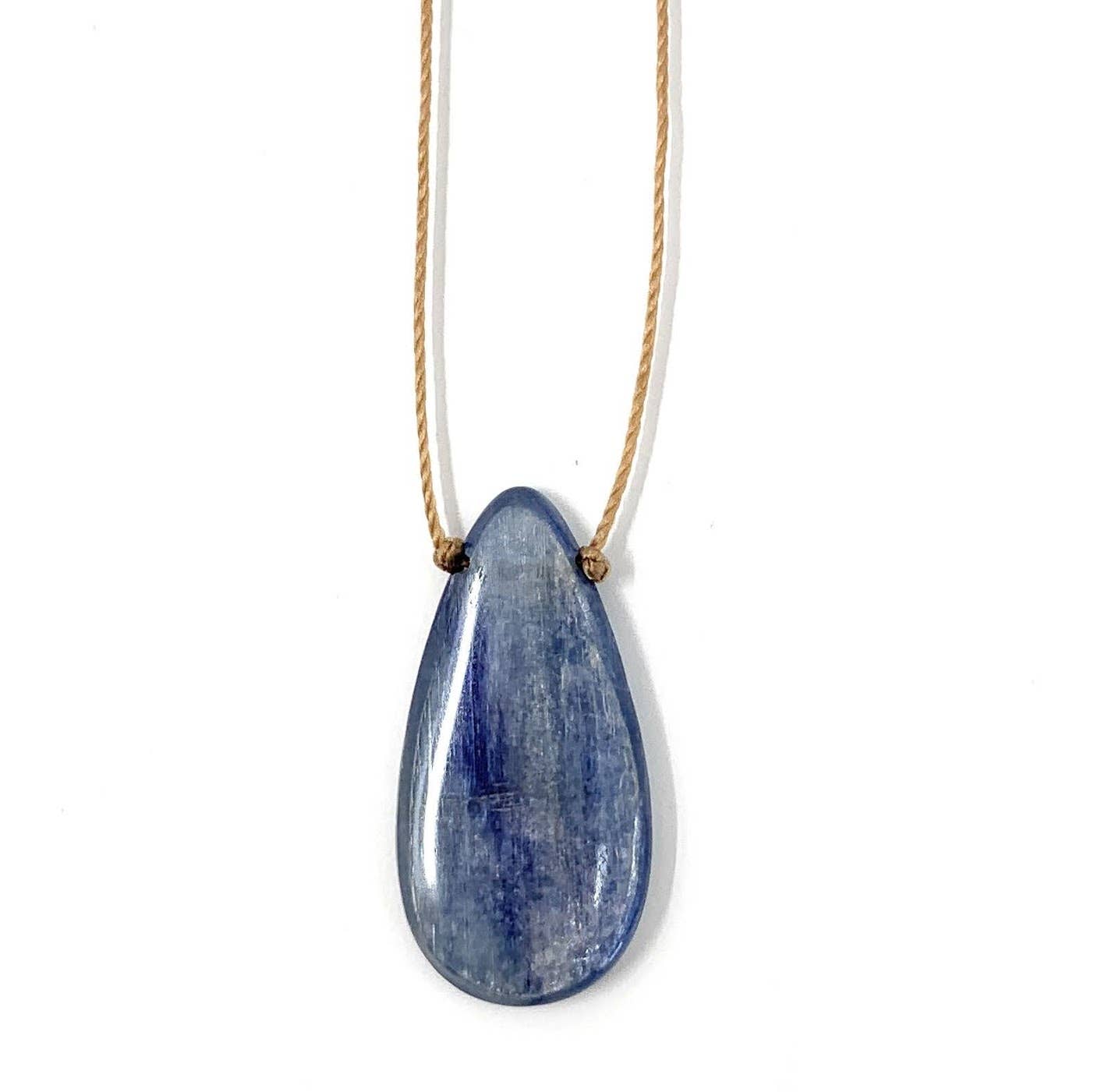 Kyanite Teal Moss Teardrop Necklace