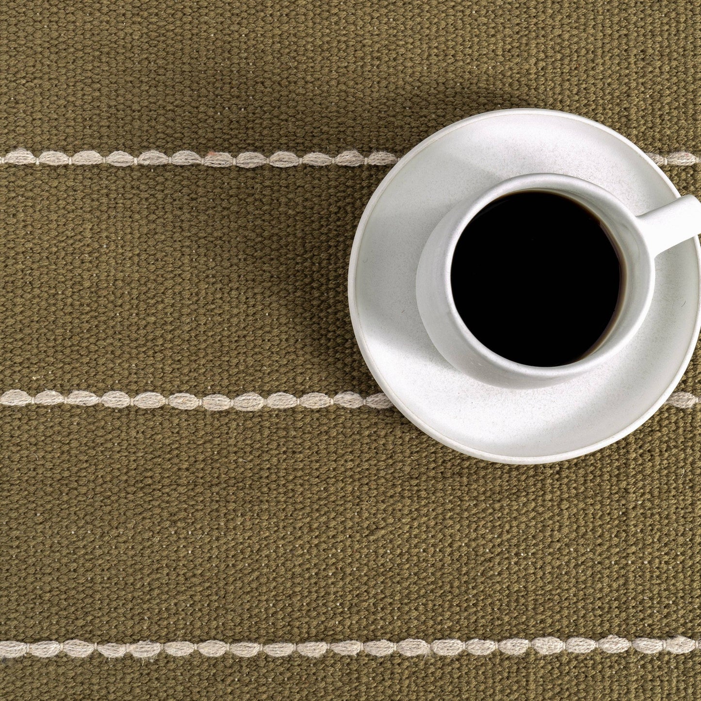 Olive Striped Wool Area Rug 4' x 6'