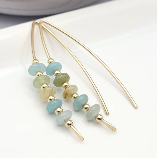 Amazonite & Gold Threader Earrings