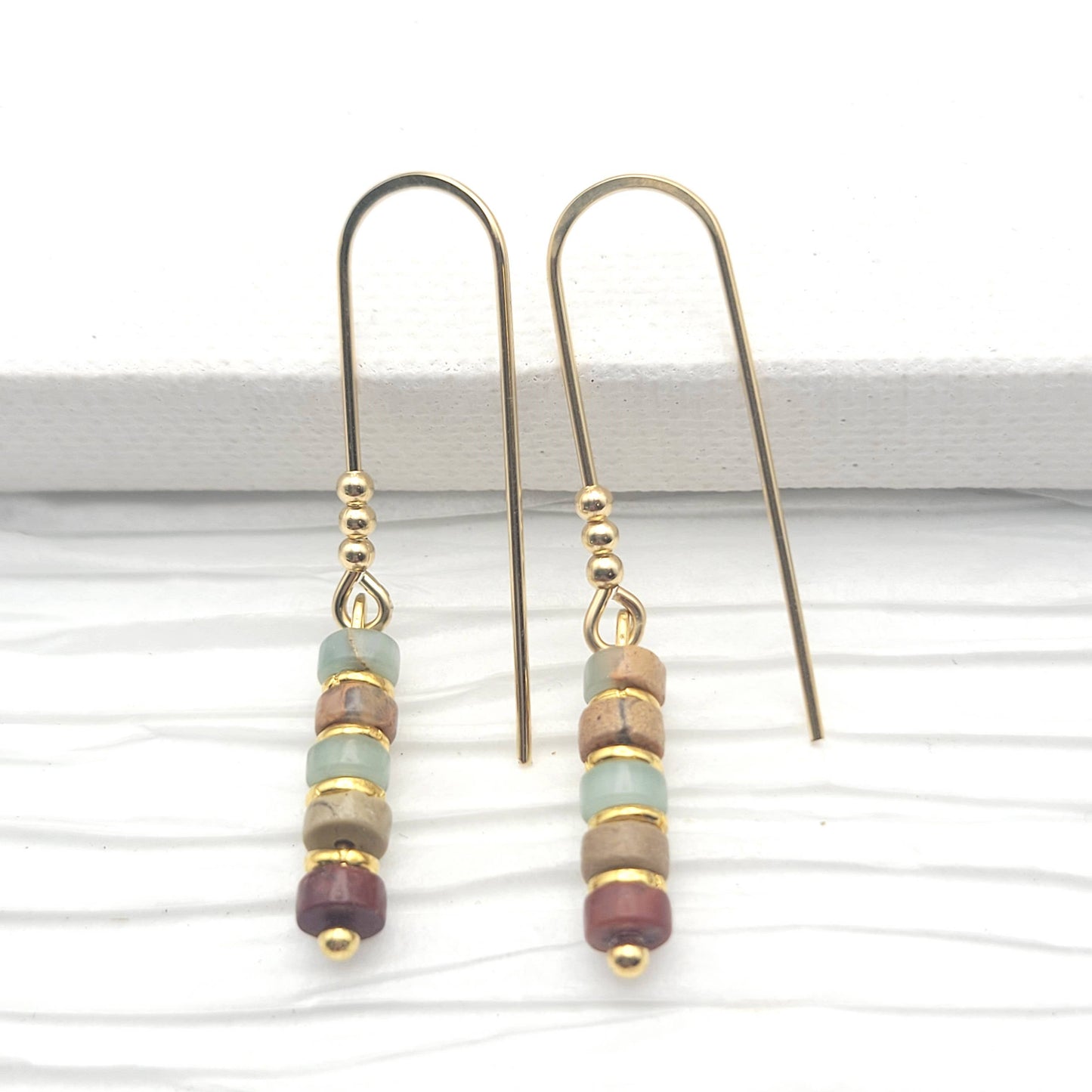 14K Gold Bead Dangle Earrings