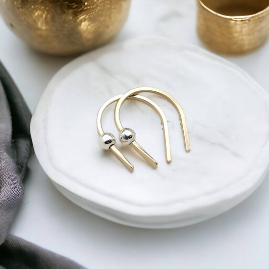 Tiny Gold & Silver Hugger Earrings