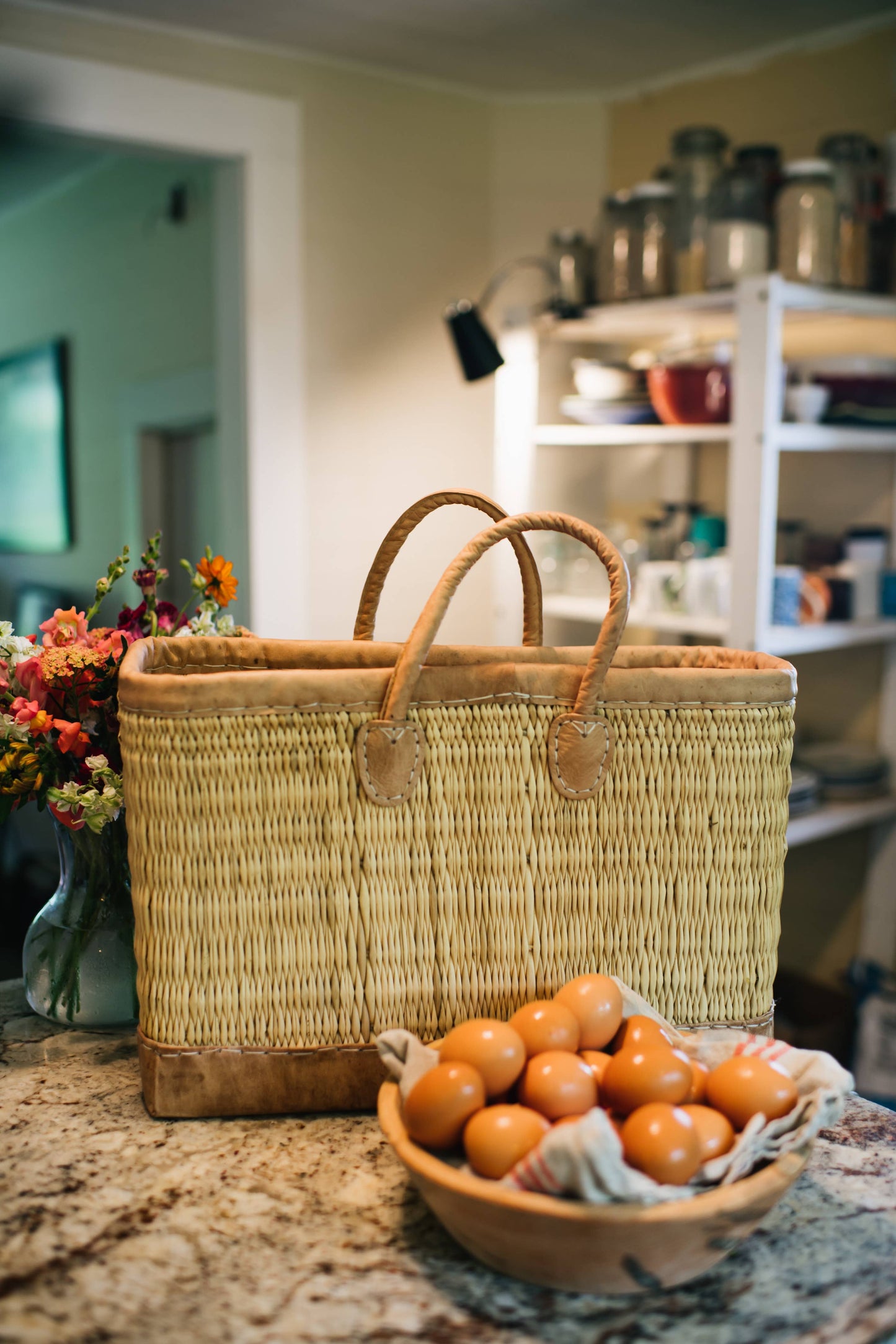 Leather Trimmed Tote