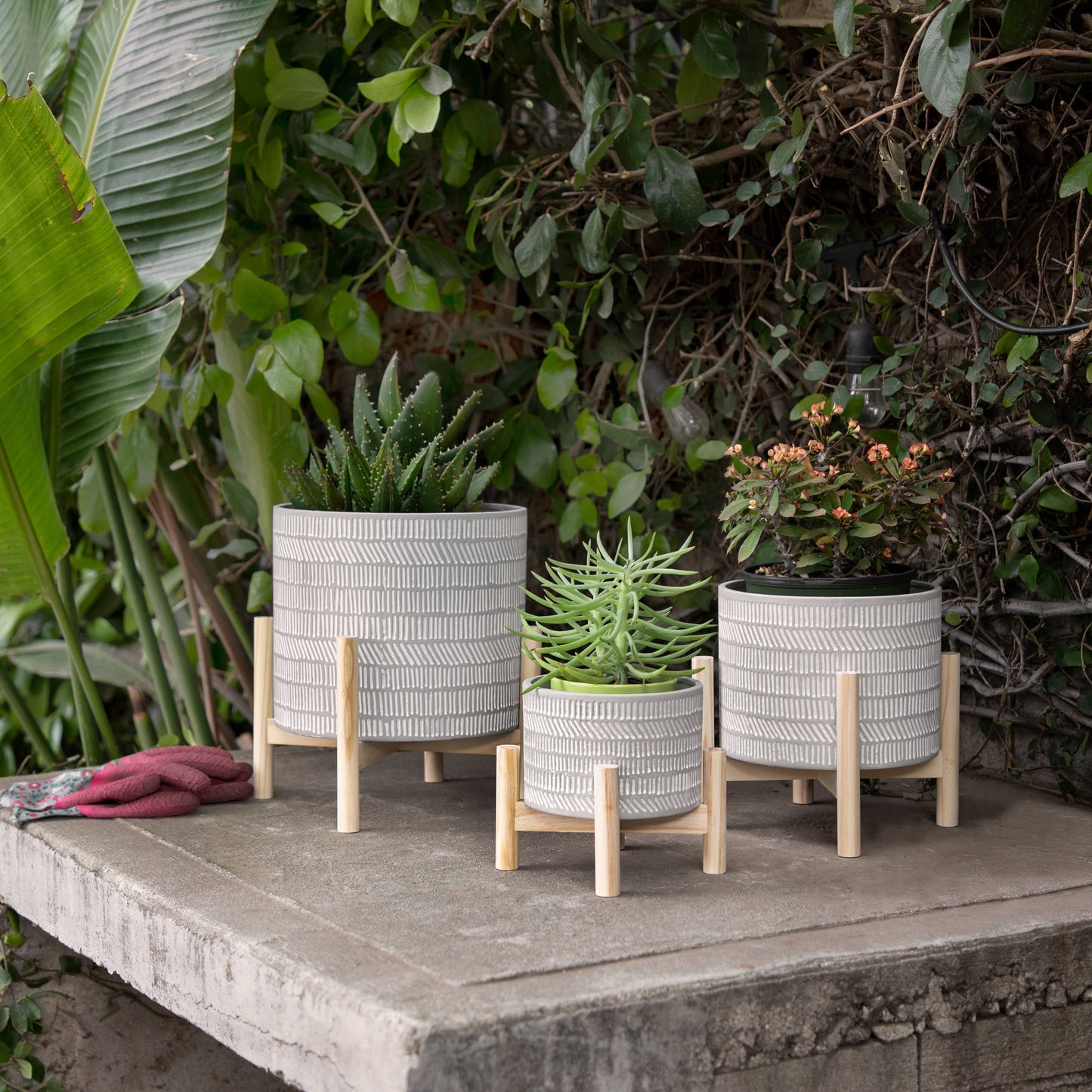 Stone Geometric Plant Stand