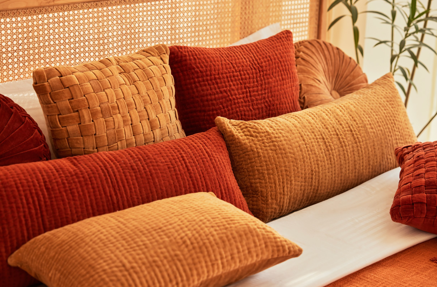 Velvet Kantha Lumbar Pillow