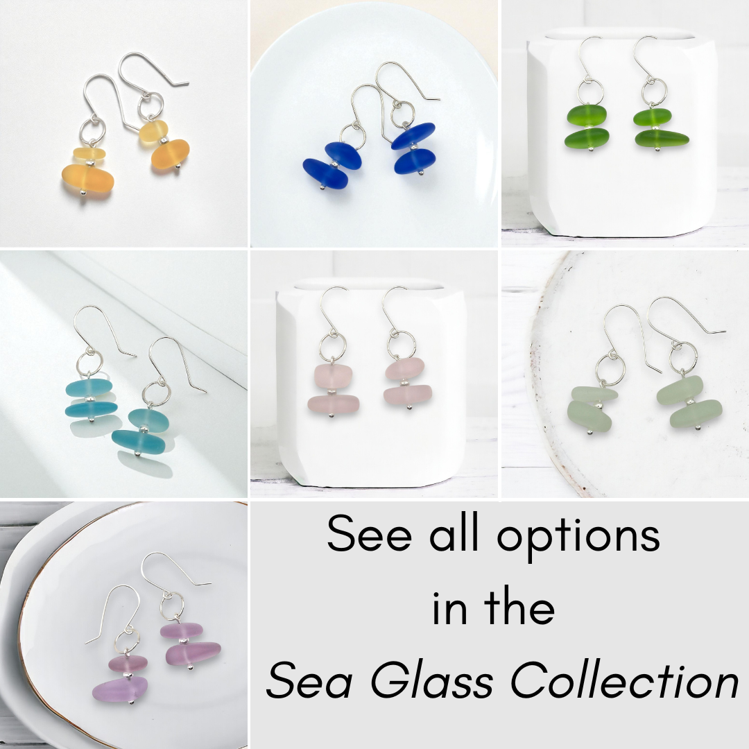 Sterling Silver & Blue Sea Glass Earrings