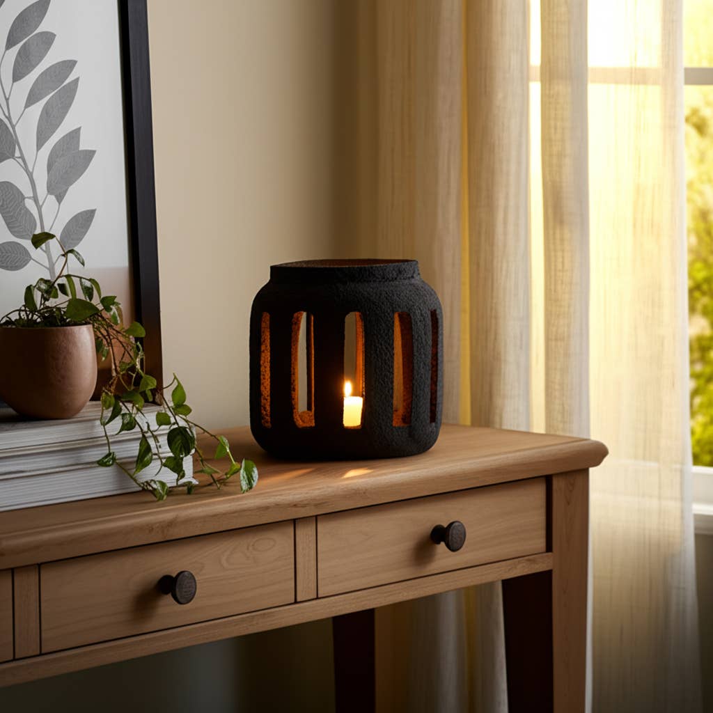 Terracotta Round Hurricane Lantern